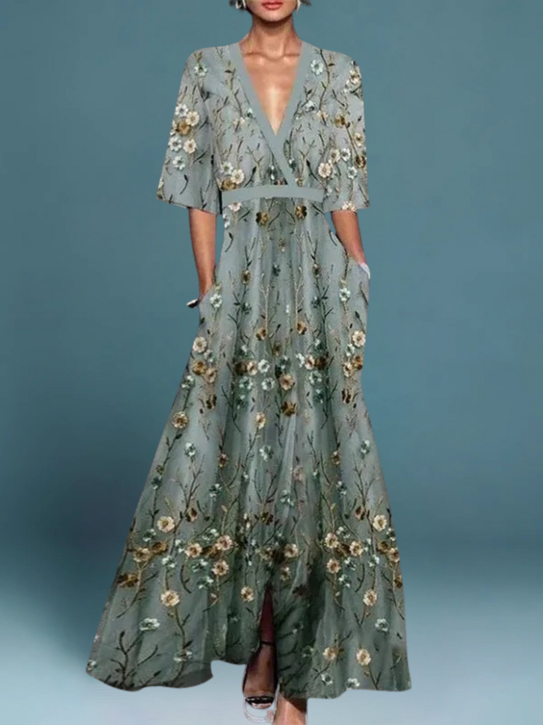 Hazel - Robe Bohème Élégante à Col en V avec Ceinture