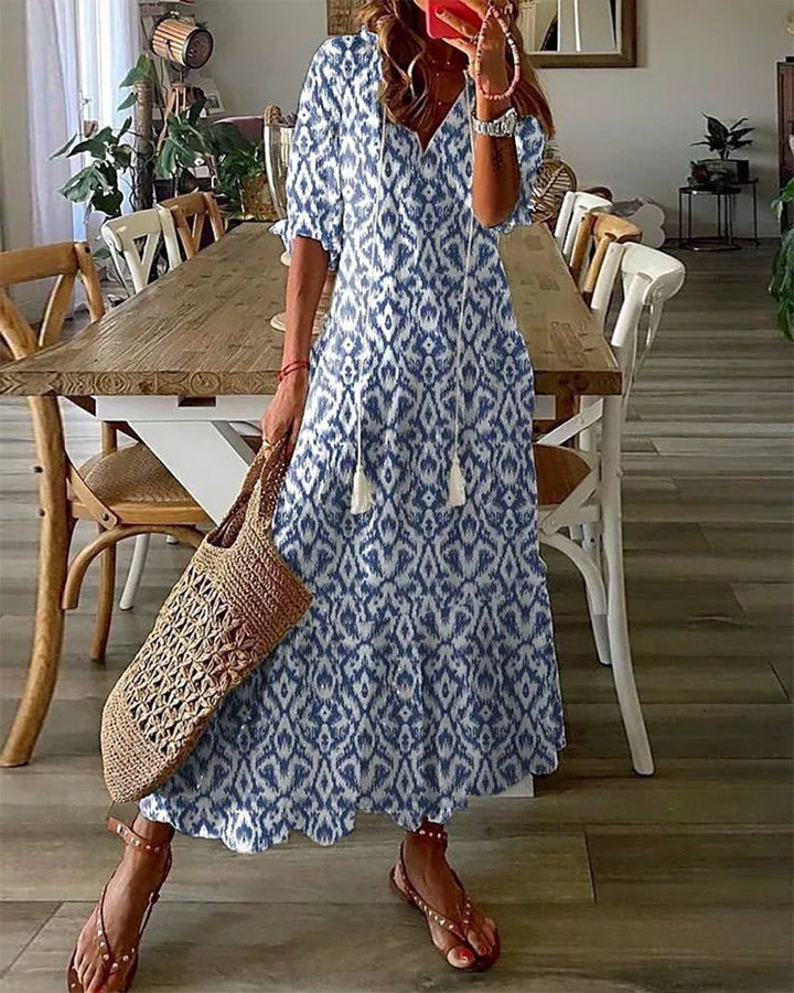 Sophia - Robe d'été vintage boho avec décolleté en V
