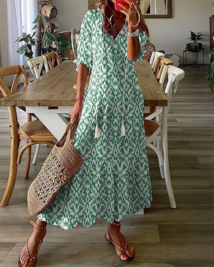 Sophia - Robe d'été vintage boho avec décolleté en V