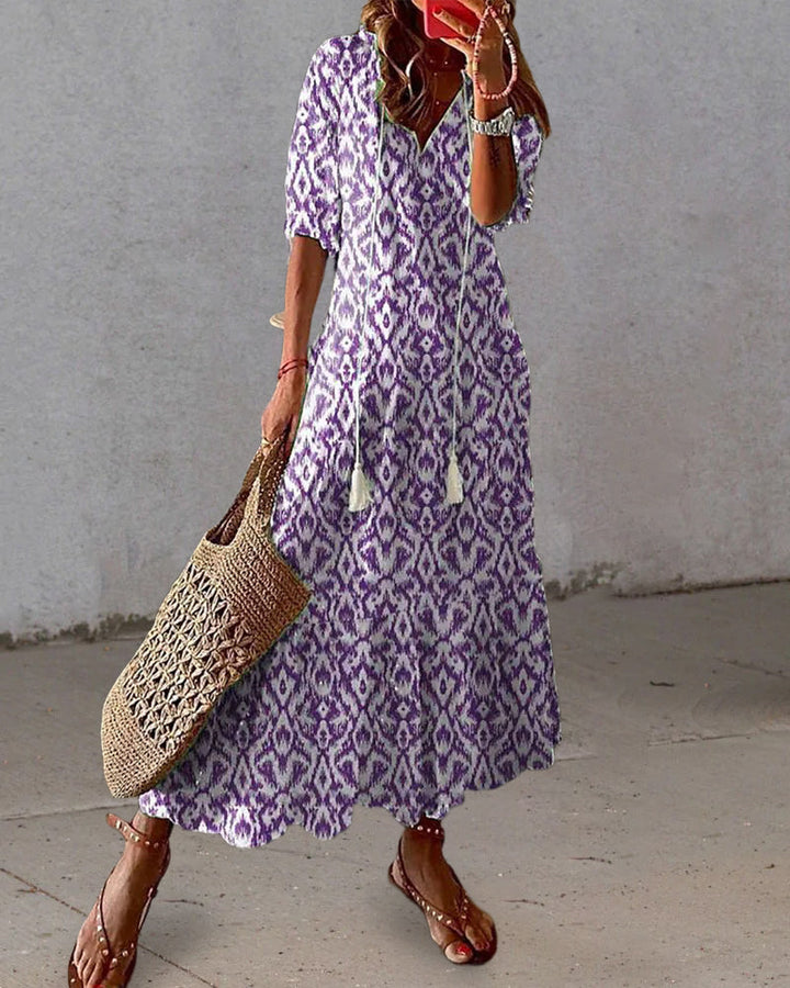 Sophia - Robe d'été vintage boho avec décolleté en V