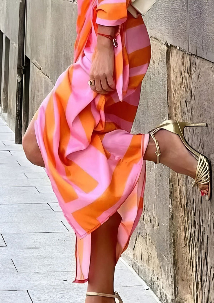 Olivia – Robe chemise imprimée à taille cintrée