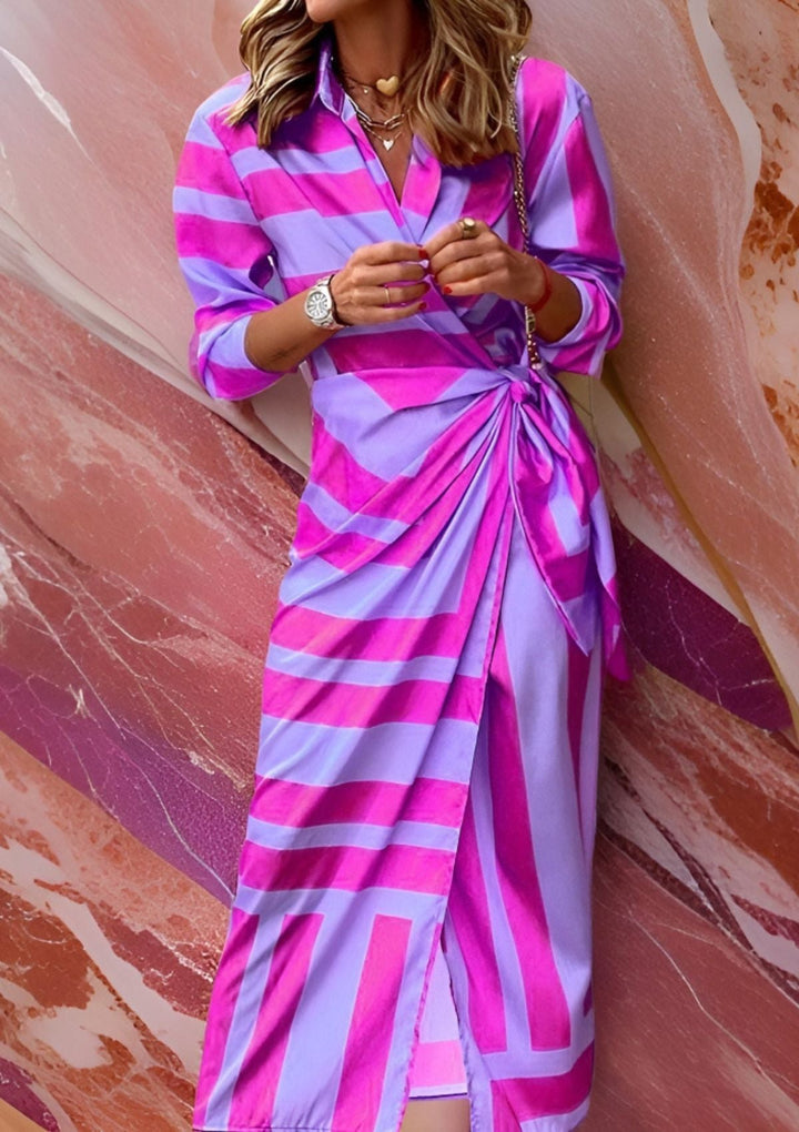 Olivia – Robe chemise imprimée à taille cintrée