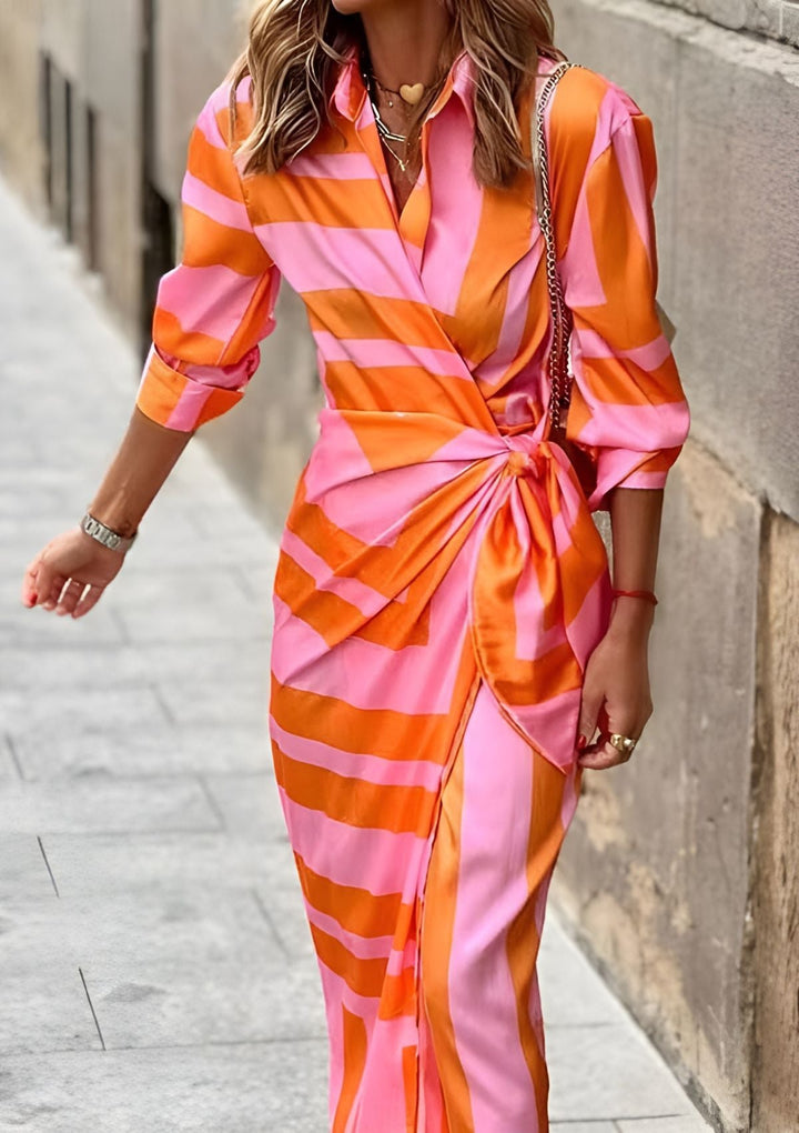 Olivia – Robe chemise imprimée à taille cintrée